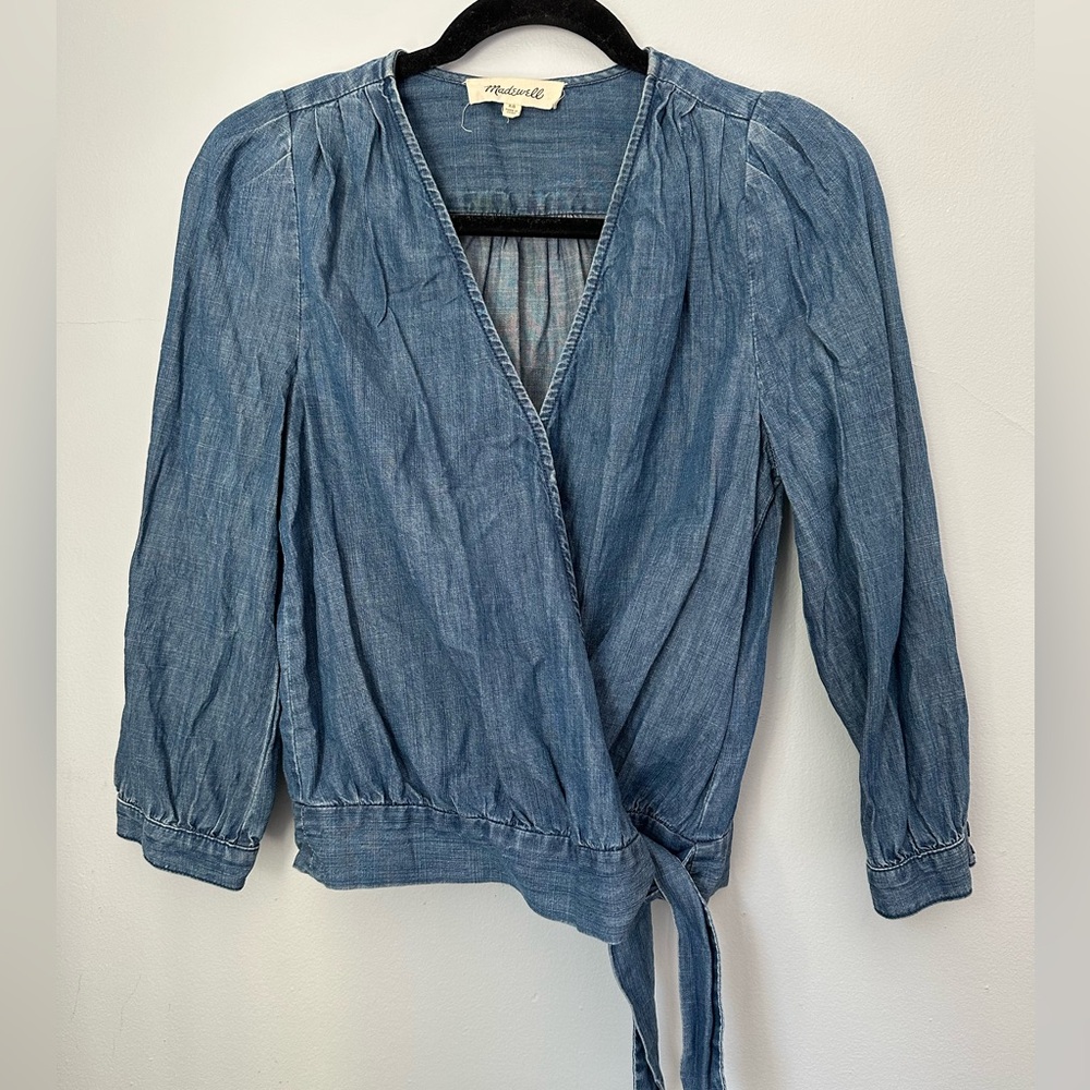 Madewell Denim Blue Wrap Blouse
